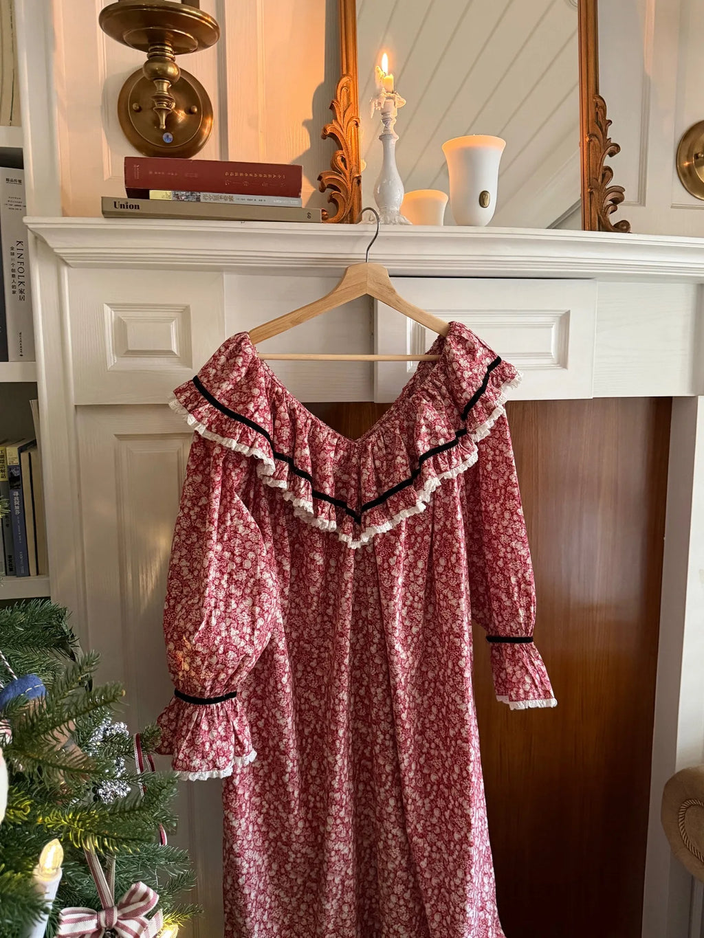 100% Pure Cotton Nightgown Women 2026 New Arrival Spring Summer French Retro Sweet Flower Printed Nightdress Loungewear