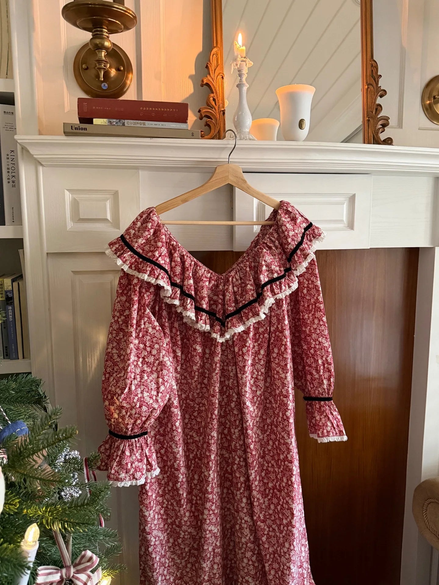 100% Pure Cotton Nightgown Women 2026 New Arrival Spring Summer French Retro Sweet Flower Printed Nightdress Loungewear