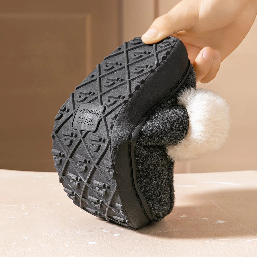 Platform Slippers Women Wedge Memory Foam  TPR Non Slip Sole Warm Fuzzy Winter Durable Bedroom Shoes Cozy Comfort