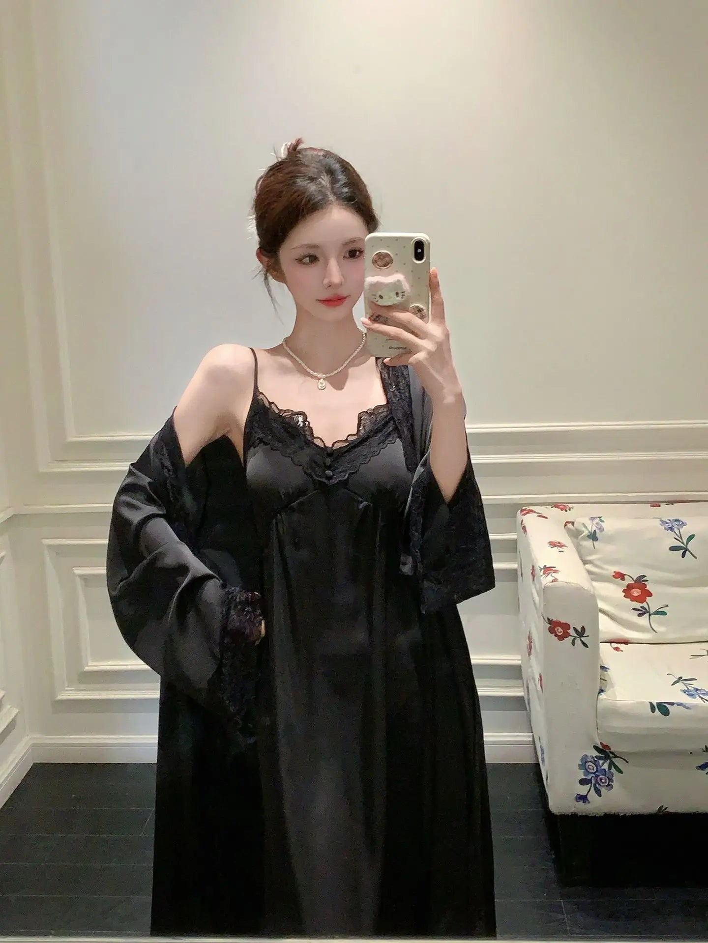 2025New Long Sweet Blue Robe Set Women Elegant Bathrobe Rayon Kimono Sexy Lace Floral Home Dressing Gown Princess Loungewear