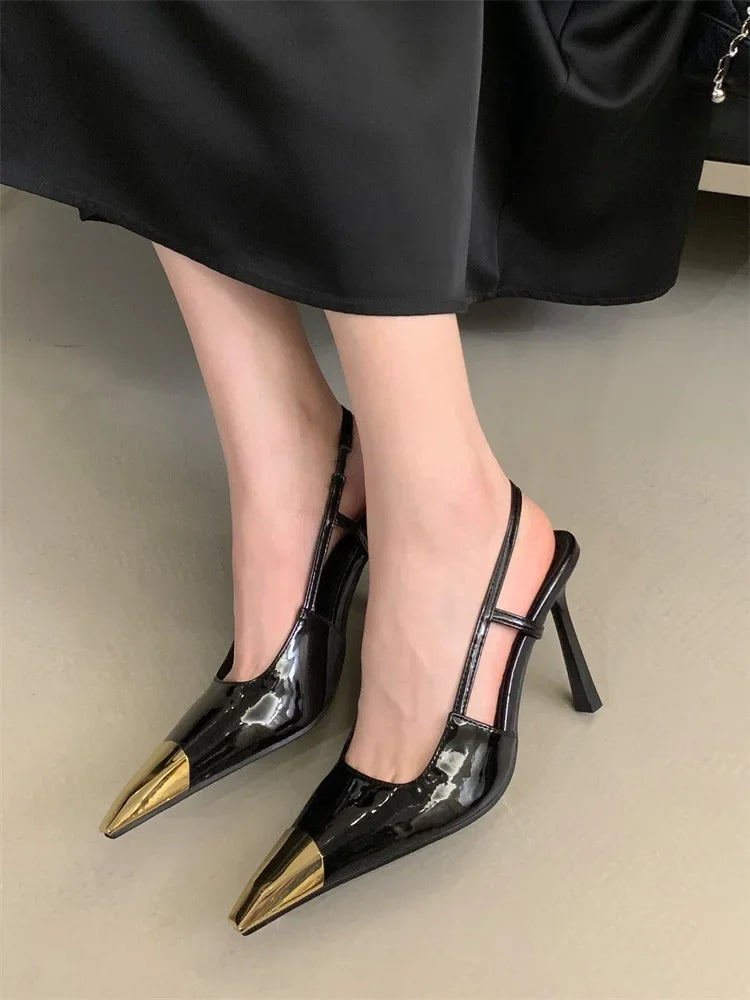 Eilyken Street Style Pointed Toe Women Pumps Fashion Slingbacks Thin High Heels Elegant Stripper Prom Ladies Sandals Shoes
