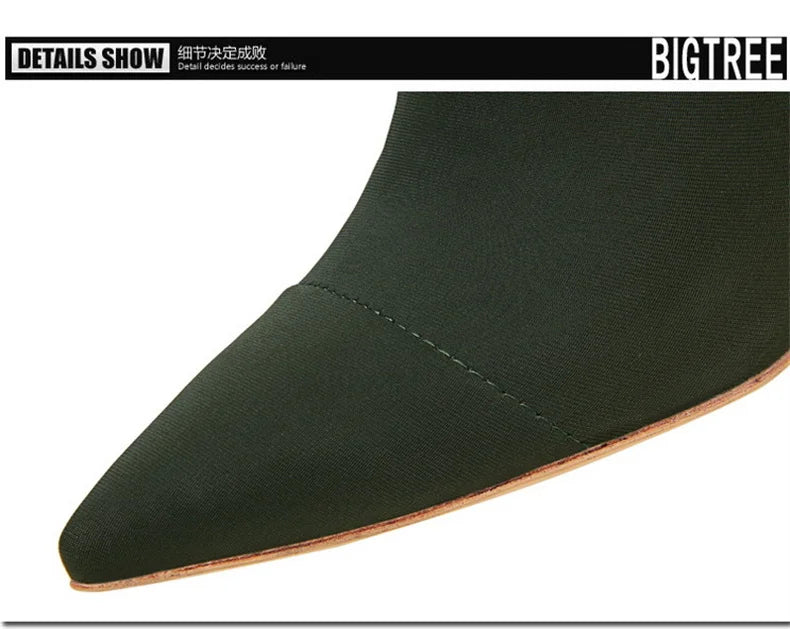 Mid-Calf Boots 2024 New Women Stretch Sock Boots Chunky Block Heels High Heels Silk Shoes Solid Color Short Boots Autumn 3129-3