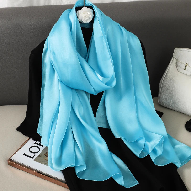 90*180cm Luxury Silk Scarf - Soft Smooth Women's Shawl, Hijab, Beach Wrap, Muffler