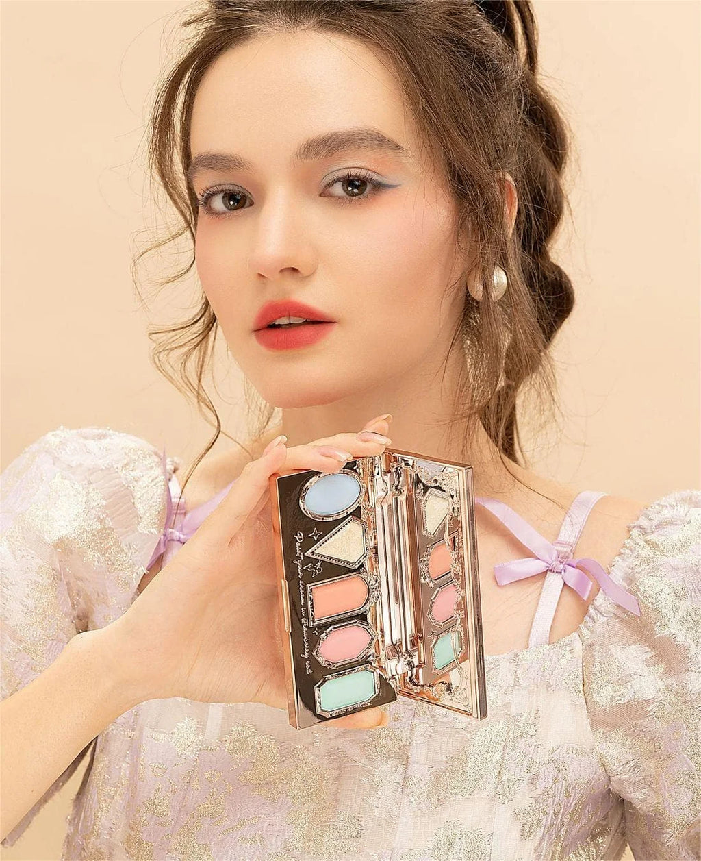 Flower Knows Swan Ballet 6 Color Eyeshadow Palette Matte Shimmer Pearl Glitter Waterproof Highly Pigmented Long Lasting Makeup
