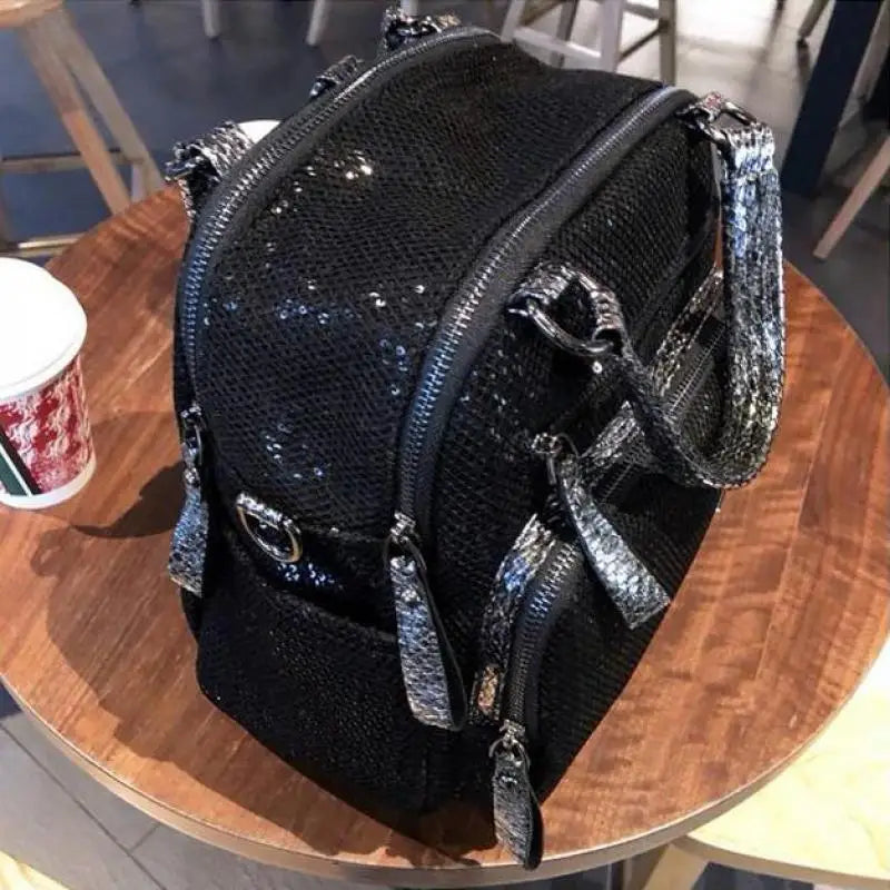 2025 Korean version new backpack women handbag sequin fashion travel backpack multifunctional large capacity dual-use bag trendy
