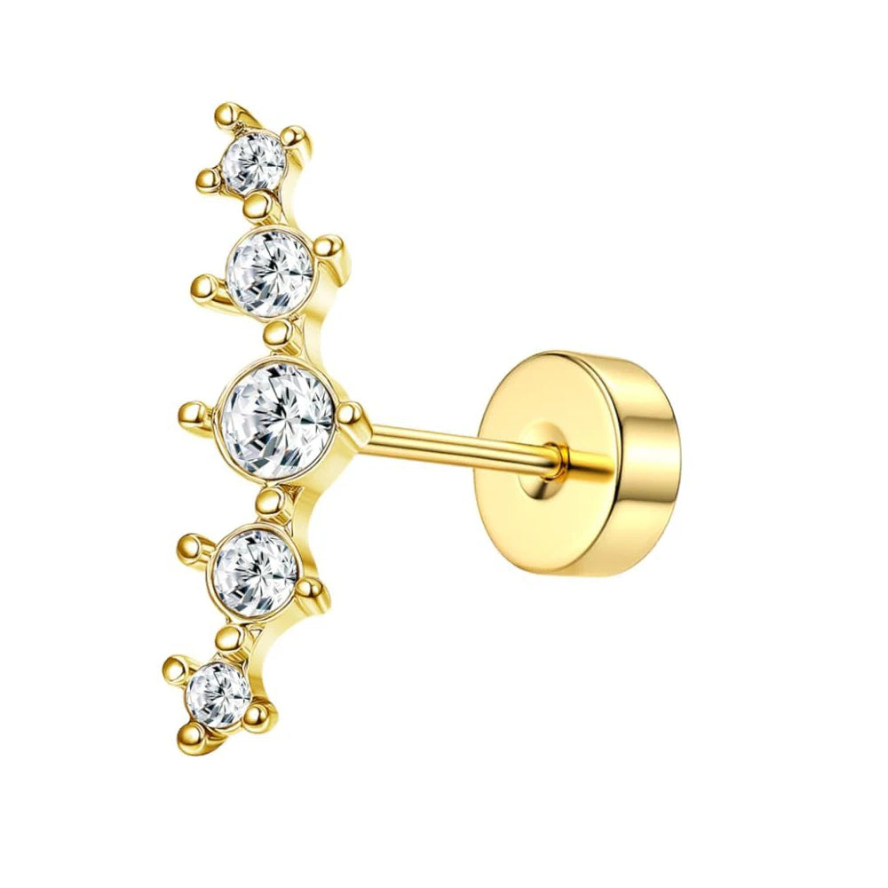 Bobisty Surgical Steel Cartilage Studs Earrings Hypoallergenic Earring Set Flat Back Helix Tragus Piercing Jewellery for Women