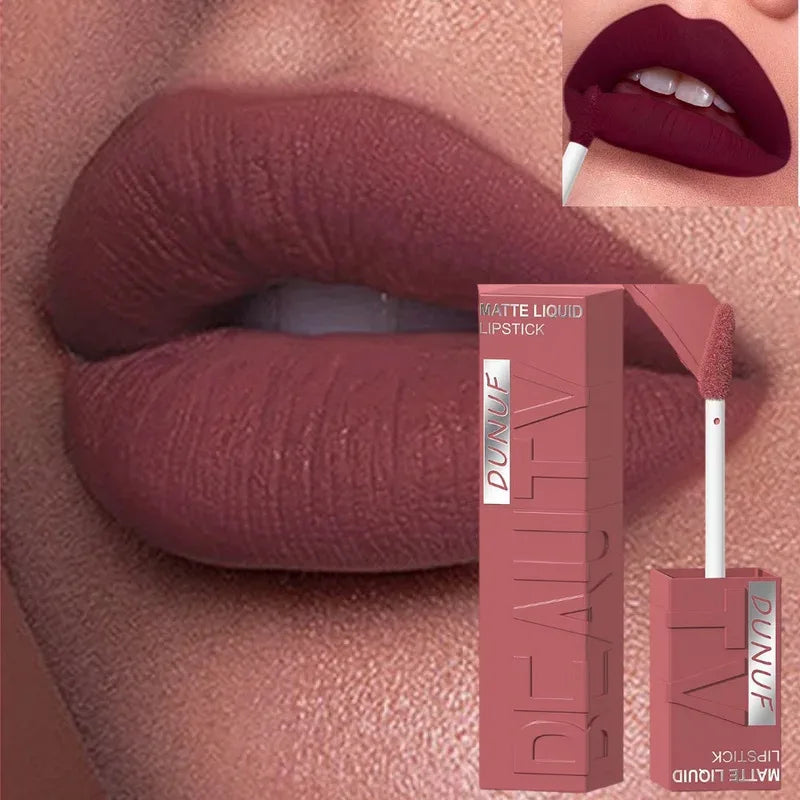 Velvet matte lip gloss matte velvet smooth easy dimensional plumping lipstick -to-apply square tube lip gloss waterproof three