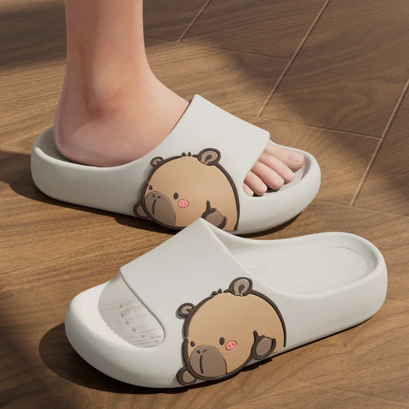 New Women's Sandals And Slippers, With Thick Soles And Cute Cartoon Quick Drying Slippers OnThe Outside, Indoor Soft Bathroom