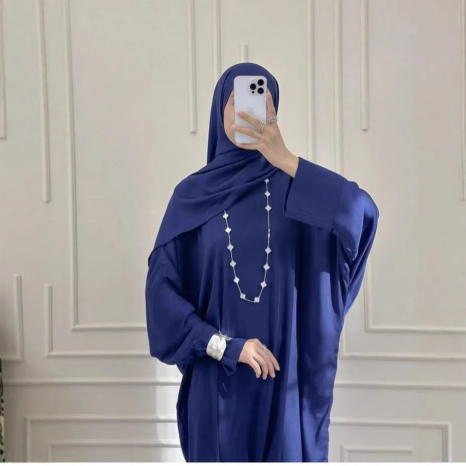 Women Muslim Modest Closed Crinkle Dresses Hijab Long Sleeve Abaya Kaftan Islamic Eid Clothes Dress Musulmane Femme Vestidos New