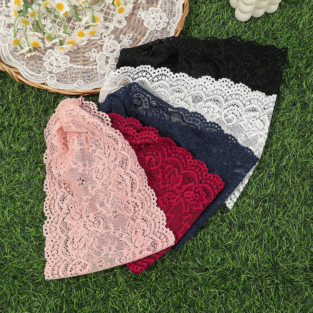 AWAYTR  Solid Color Lace Elastic Headbands Fashion Fabric Bow Wide Headband Hair Accessories For Women Knotted Hair Band