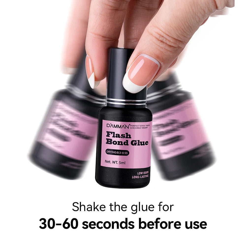 Damman 5ml Eyelash Glue Extension 0.3-0.5S Fast Drying Lashes Extensions Glue Professional Lash Glue Adhesive for Salon Use Only