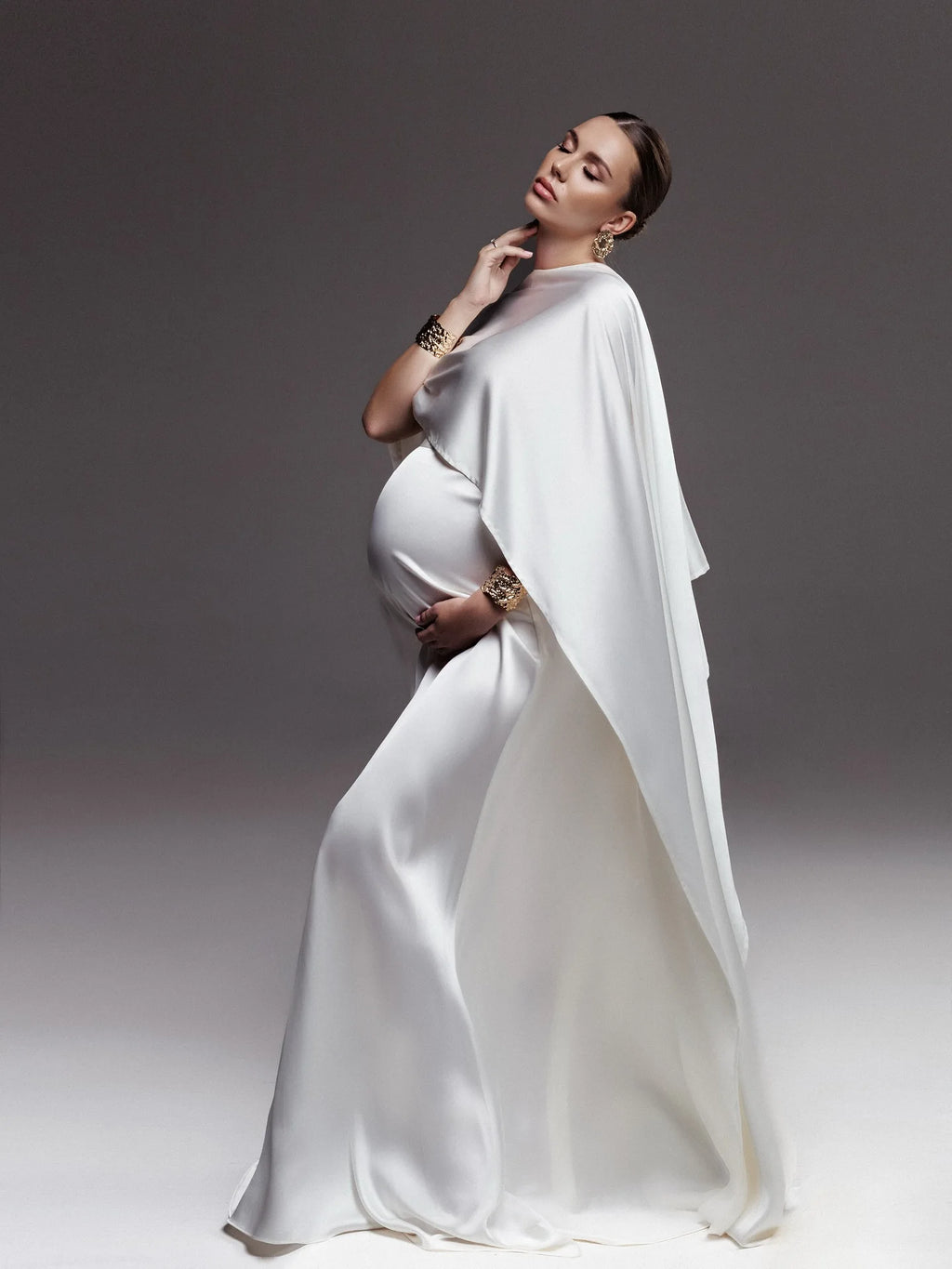 Elegance White Silk Maternity Dress Photoshoot платье для беременных Chic Babyshower Dresses ropa embarazada