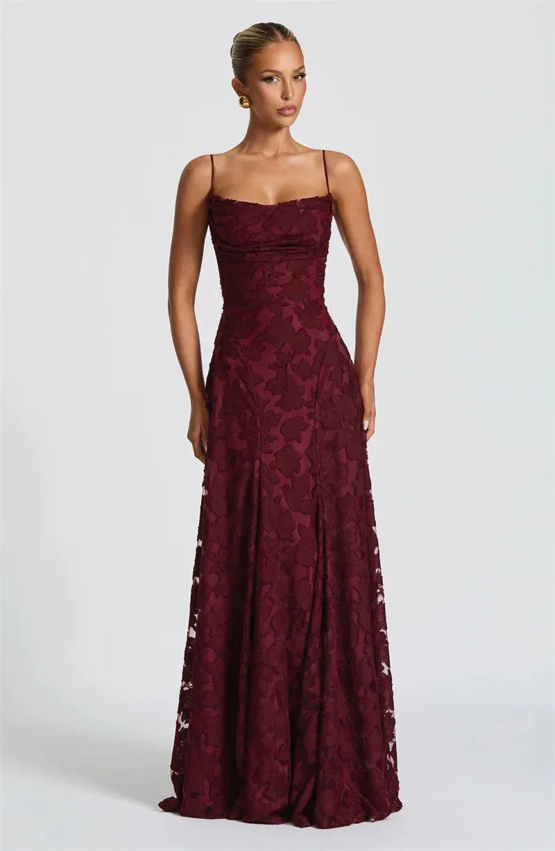 Spaghetti Strap Backless Sexy Maxi Dress Women Gown Fashion Off-shoulder Sleeveless Lace-up Evening Club Party Dress