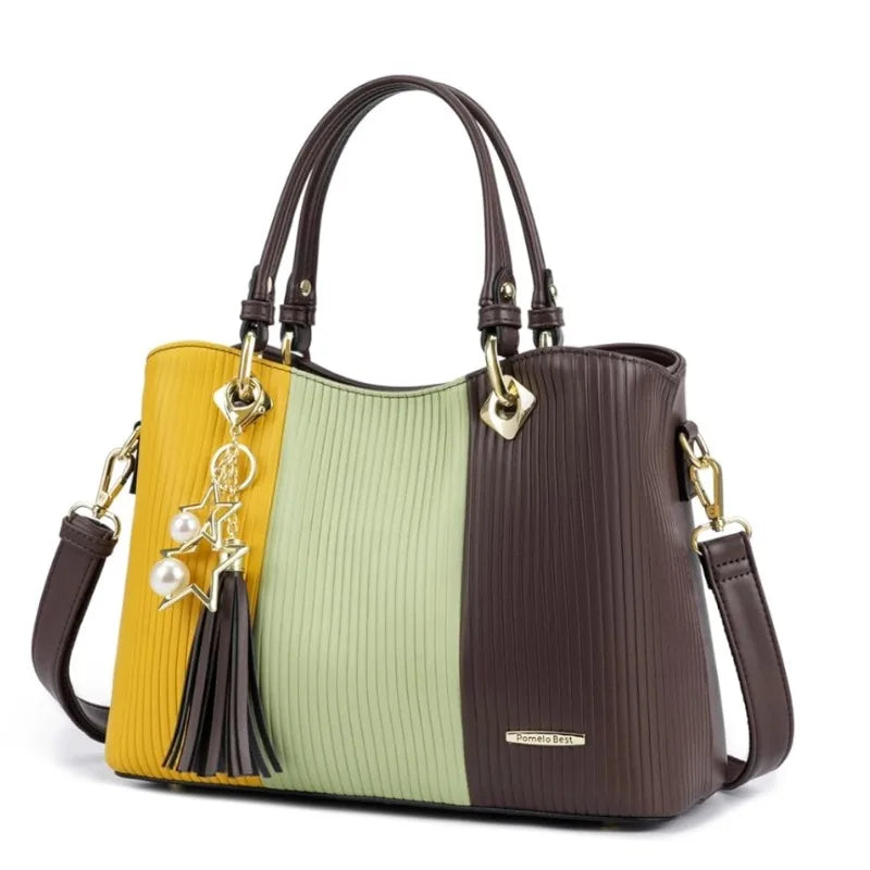 Ladies Large Tote Handle Bag Women PU Leather Tote Handbags with Multiple Pockets Waterproof Female Tote Shoulder Bags