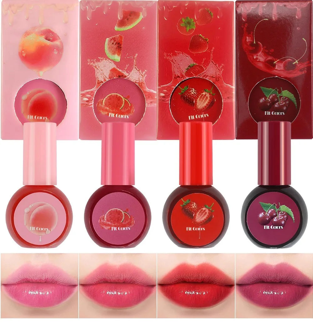 Fruit Juice Water Lip Gloss Liquid Long Lasting Blush Tint Makeup for Cheek Blusher Eyeshadow Matte Rouge 3-in-1 Dyed Cosmetics