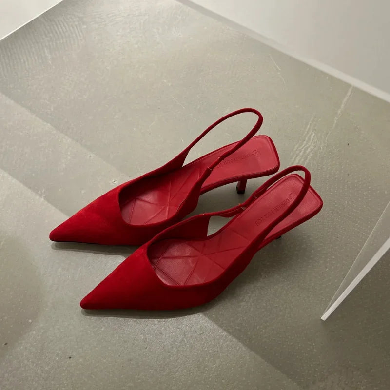 Women's Sexy Red High Heels 2024 New Women's Summer Strappy Sandals Comfortable Pointed Toe Women Sandals Fashion Stiletto Shoes