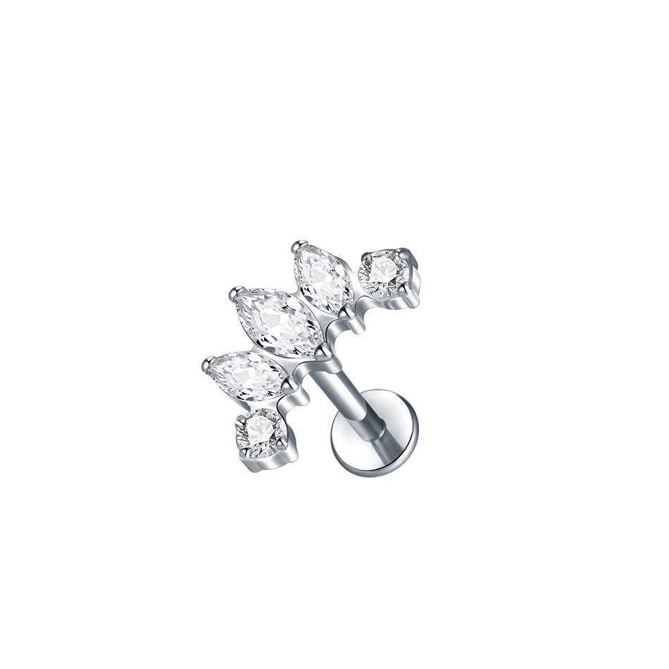 1Pc Titanium Ear Cartilage Stud Earrings for Women Internal Thread Zircon Flower Ear Lobe Tragus Helix Lip Rings Jewelry 16G
