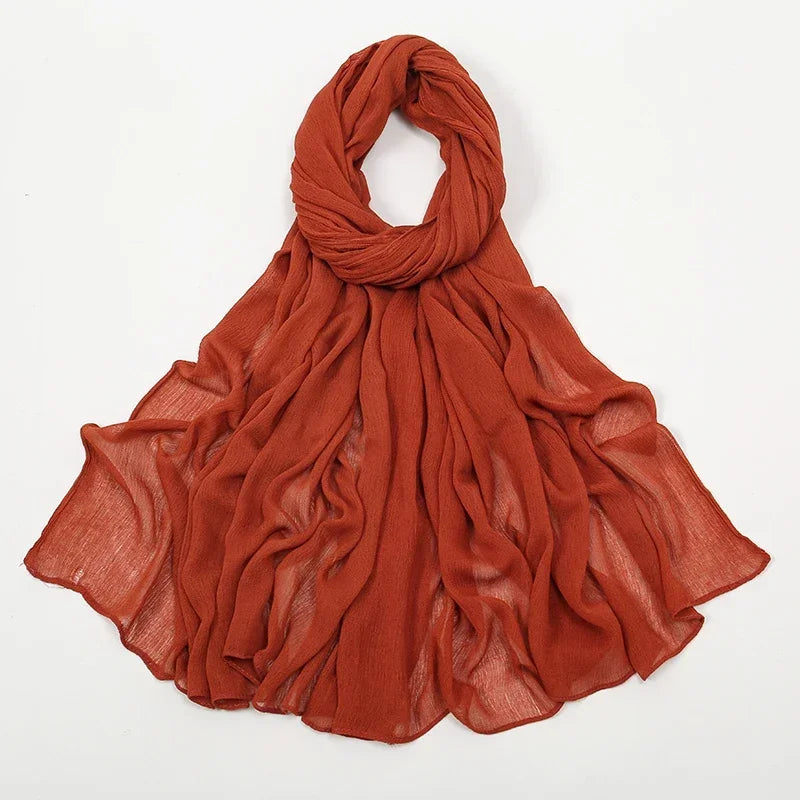 New Crinkle Rayon Hijab Muslim Scarf Women Solid Shawl Big Size Headscarf Islamic Turban Plain Foulard Headband Wrap