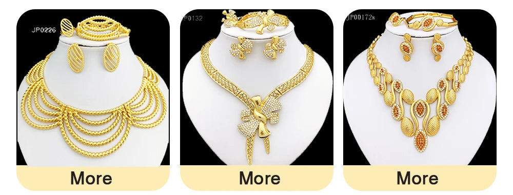Dubai Gold Color Jewelry Set Cuban Necklace Earrings For Women Bride Wedding Jewelry Banquet Party Gift