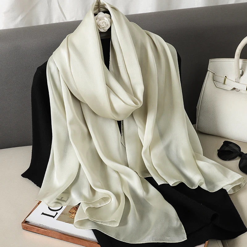 90*180cm Luxury Silk Scarf - Soft Smooth Women's Shawl, Hijab, Beach Wrap, Muffler