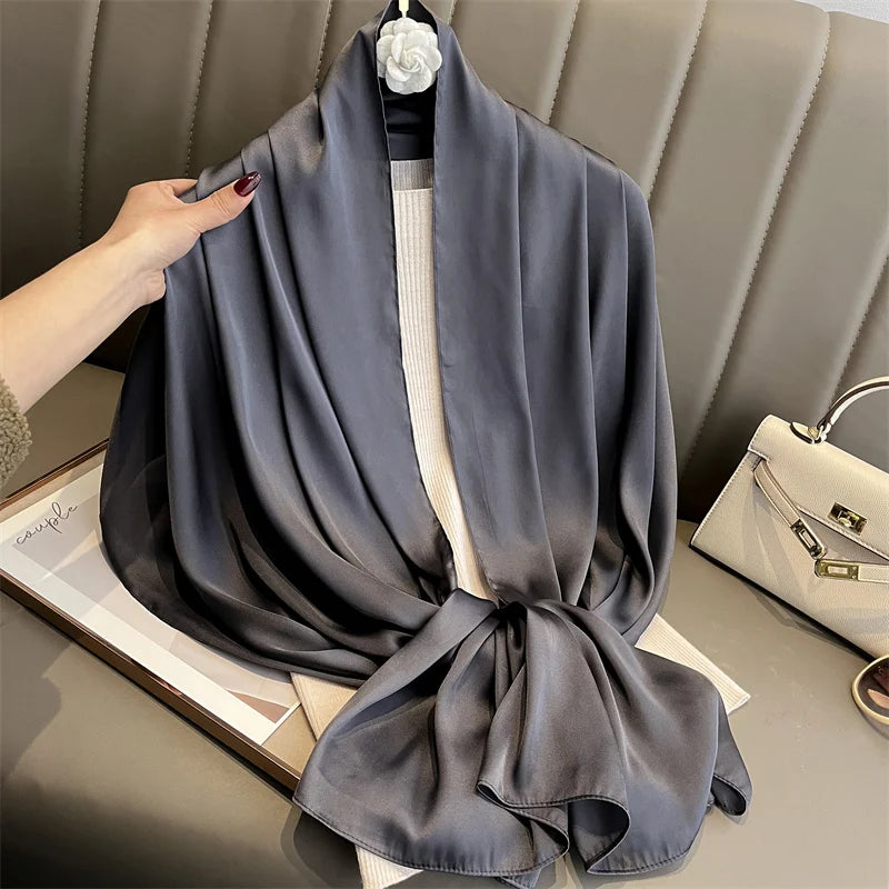 90*180cm Luxury Silk Scarf - Soft Smooth Women's Shawl, Hijab, Beach Wrap, Muffler