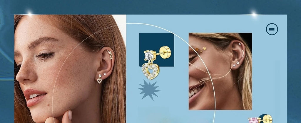 Bobisty Surgical Steel Cartilage Studs Earrings Hypoallergenic Earring Set Flat Back Helix Tragus Piercing Jewellery for Women