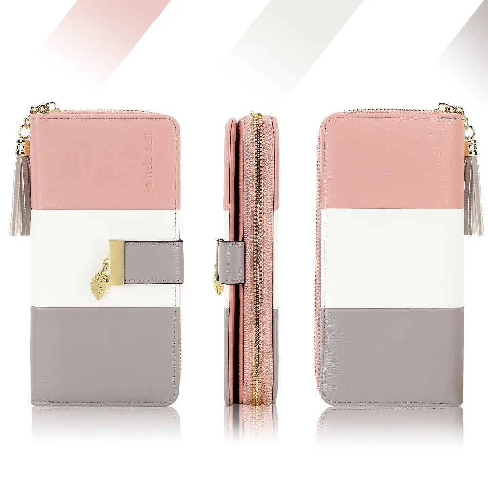 Latest model Fashion Zipper Wallets Womens large capacity Purses Handbags Coin Purse 9 Cards Holder PU Leather Billfold Wallet