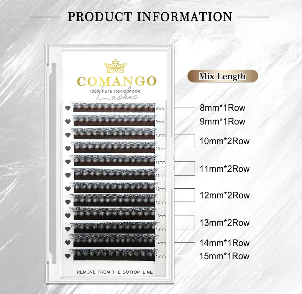 CoMango Narrow 4D W Shaped Russian Volume Eyelashes Extension Premade Fans Lashes Natural Faux Mink Lashes Makeup Products