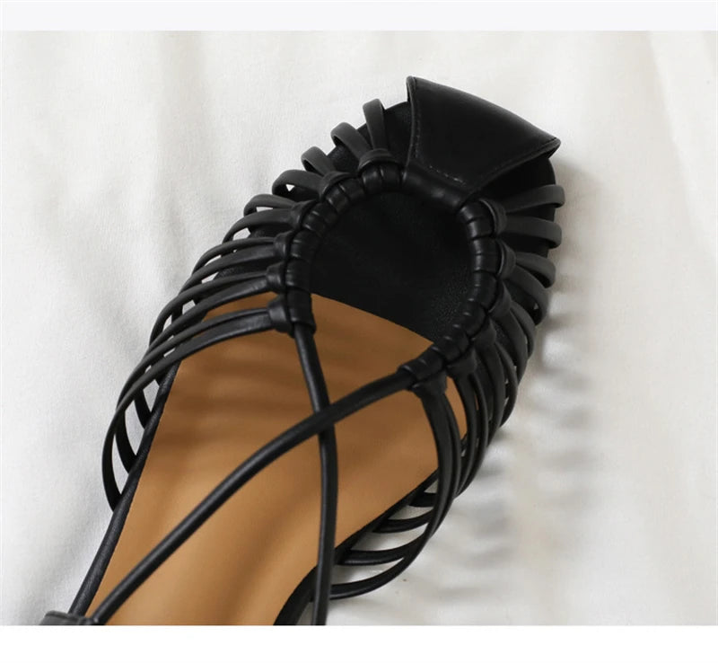 ZAROY Women Flat Sandals Summer Narrow Band Roman Shoes Casual Plus Size Brand Designer Banquet Beach Gladiator Sandalias Zapato