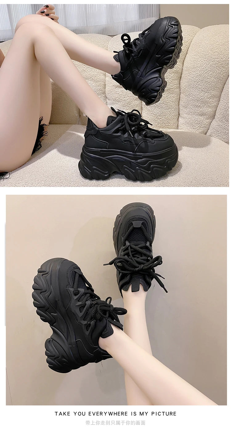 New High Platform Sneakers Women Thick Sole Sports Ladies Trainers Vulcanized Shoes Woman Chunky Sneakers Zapatillas Mujer 8.5CM