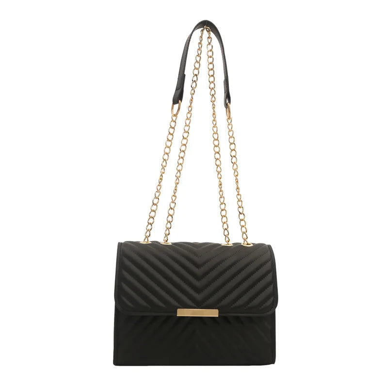 Fashion indentation shoulder bag simple chain 2024 summer new style this year popular retro commuter crossbody small square bag