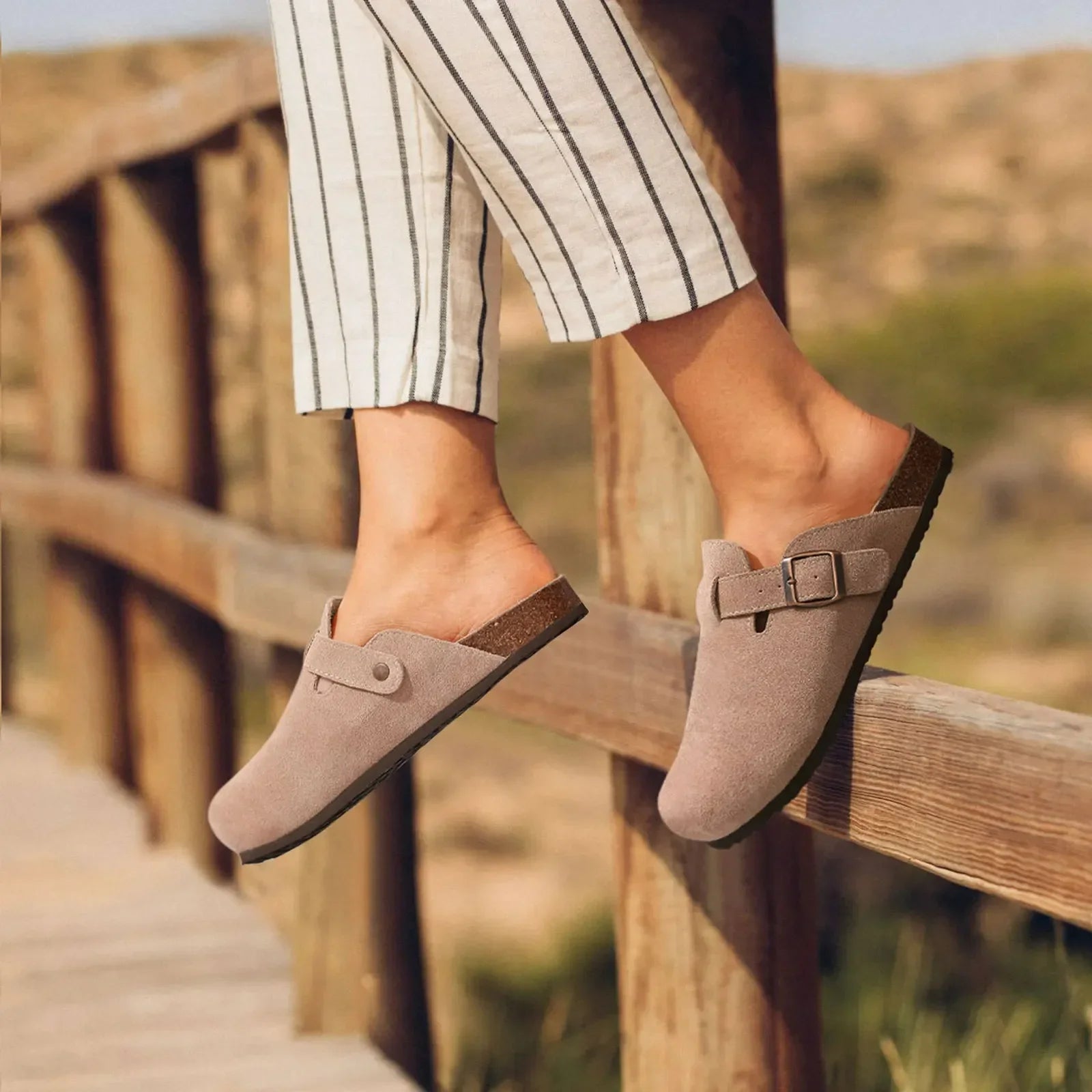 New Boston Clogs Slippers For Women Men Cork Sandals Femme Hombre Suede Mules Slides With Arch Mujer Zuecos Shoes