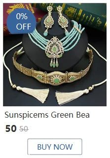 Sunspicems Moroccco Women Jewelry Set Gold Color Crystal Necklace Earring Set Algeria Wedding Jewelry Bride Drop Earring Choker