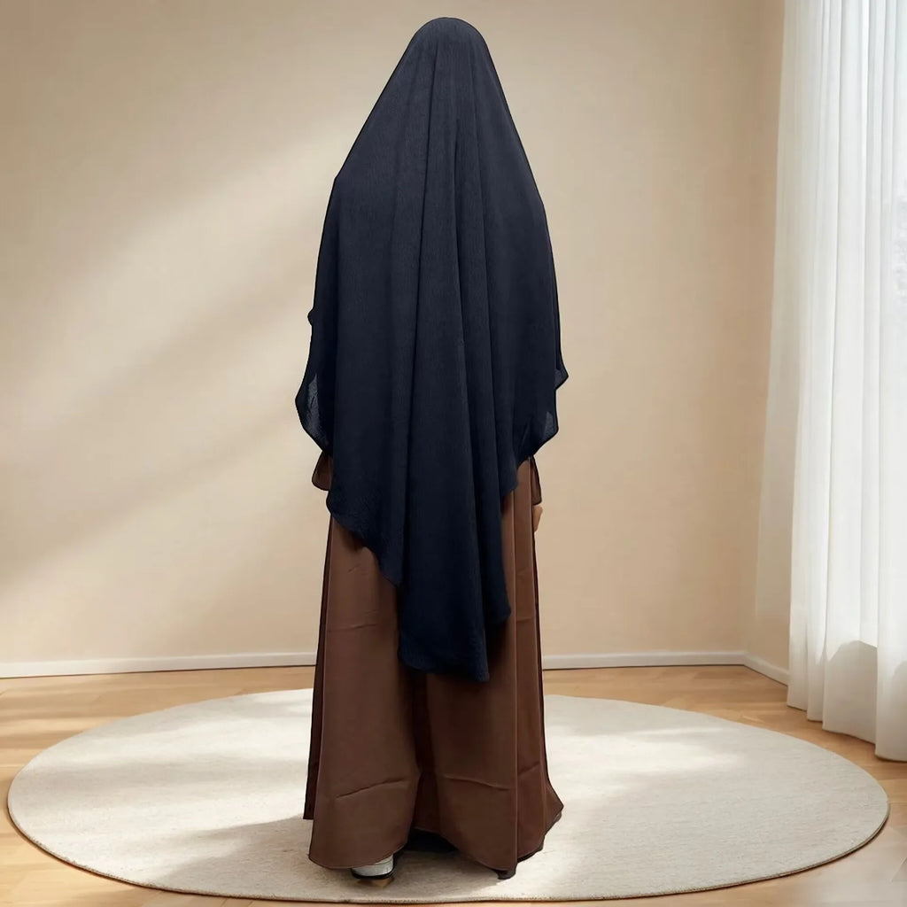 2025 Summer Muslim Women's Hijabs Traditional Soft Plain Scarf Khimar One Layer Stretch Soft Split Traditional Zip Chador