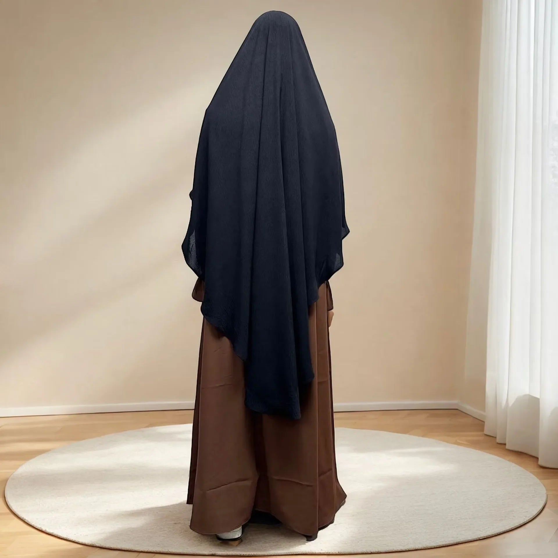 2025 Summer Muslim Women's Hijabs Traditional Soft Plain Scarf Khimar One Layer Stretch Soft Split Traditional Zip Chador