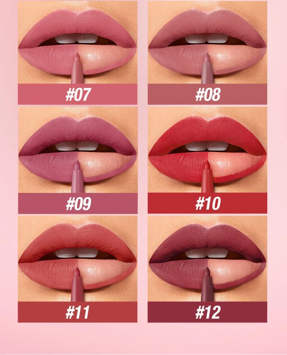 New Rotary Lip Liner 12 Colors Lipstick Pencil Waterproof Long-lasting Matte Lipsticks Non-stick Cup Nude Lips Contour Makeup