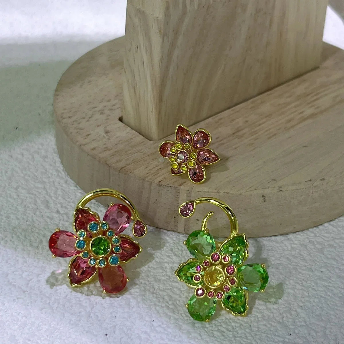 Original Jewelry Set New Color Flower Crystal Boutique Irregular Earring Exquisite Necklace Ring Bracelet Wedding Gift for Women