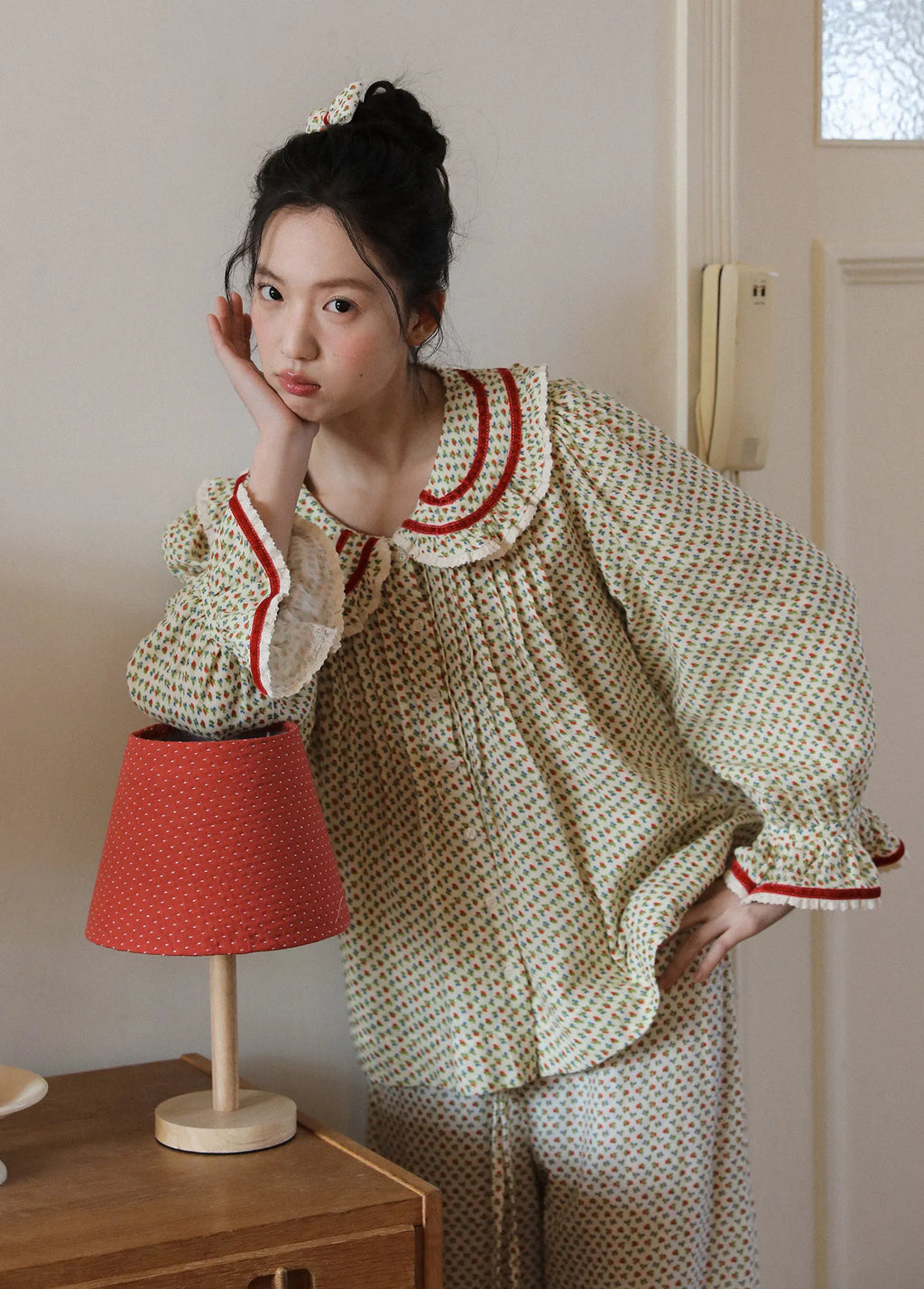 2026 new 100% cotton sweet rose floral printing home wear set princess women loose 2 pieces pajamas sets for spring summer