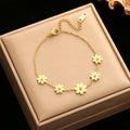 GANEMLY 316L Stainless Steel Round Sparkling Zirconia Bracelet For Women Fashion Fine Wrist Chain Waterproof Jewelry Lady Gift
