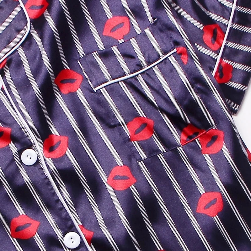 Spring Autumn pajama women Silk Satin pajamas set Long sleeve Shirt with Trouser Sleepwear Loungewear Female Pyjamas Suits Mujer