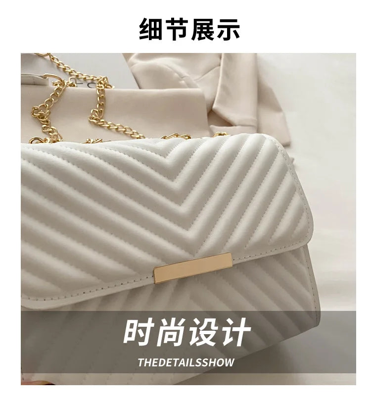 Fashion indentation shoulder bag simple chain 2024 summer new style this year popular retro commuter crossbody small square bag