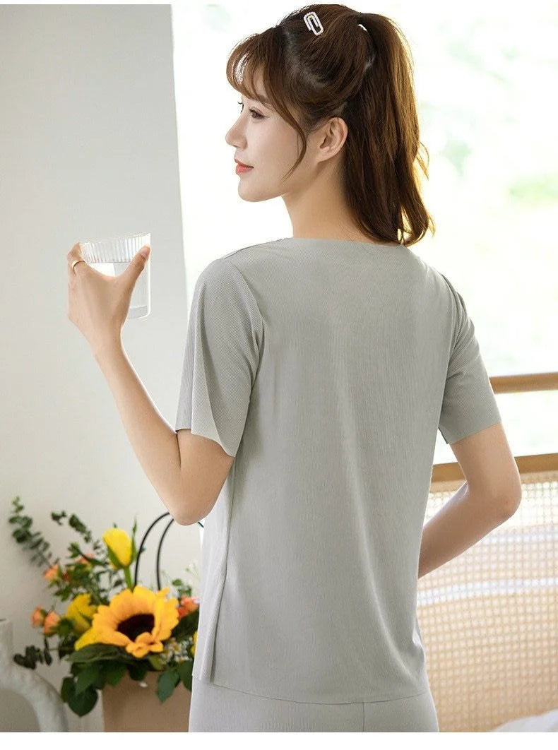 Women's Home Clothes Suit Of Lady House Summer Living Room Wear Autumn Loose Homewear Pants Two Piece Set For Women Cute Pajamas