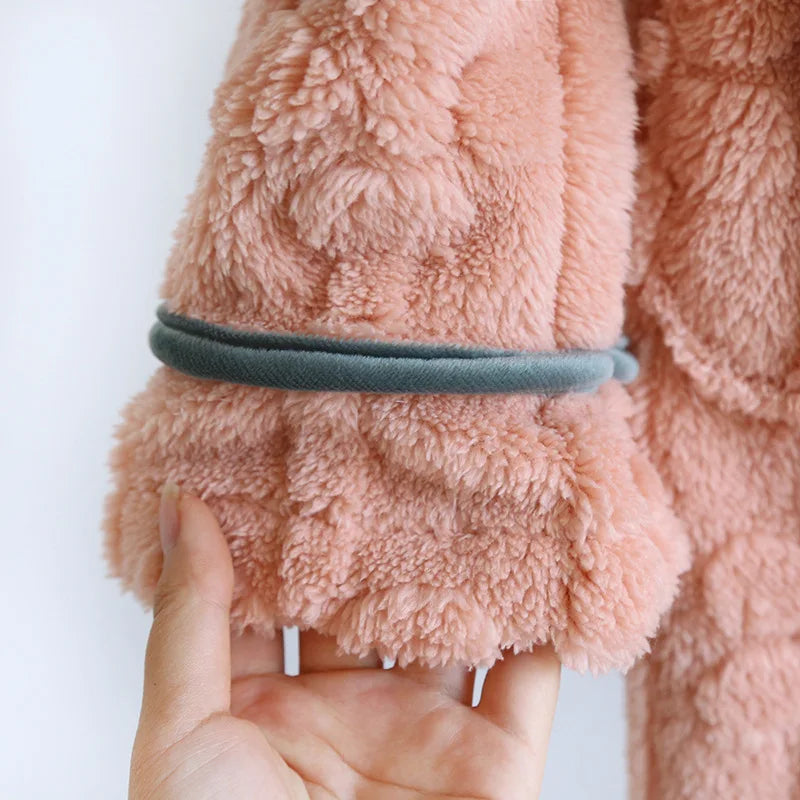 Autumn and Winter 2026 New Women's Nightgown Flannel Sweet and cute Bathrobe Women's Nightdress Stand collar Button Home Dress