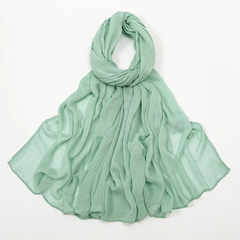 New Crinkle Rayon Hijab Muslim Scarf Women Solid Shawl Big Size Headscarf Islamic Turban Plain Foulard Headband Wrap