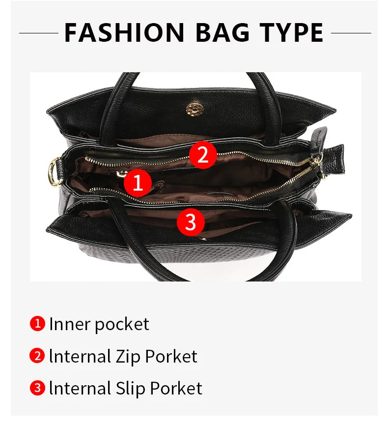 Luxury Top Layer Leather Handbags Minimalism Soft Calfskin Casual Tote Bag Fashion Women ladies handbag