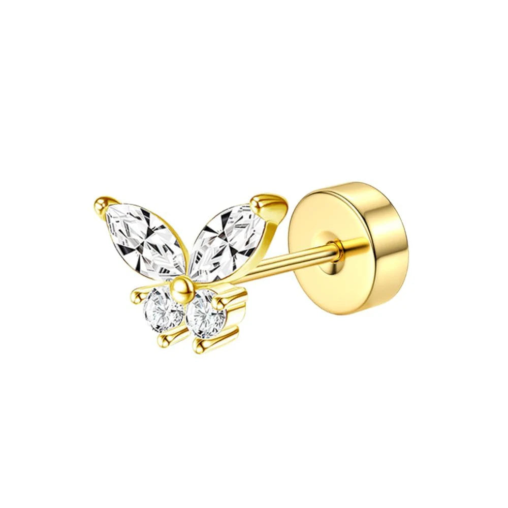 Bobisty Surgical Steel Cartilage Studs Earrings Hypoallergenic Earring Set Flat Back Helix Tragus Piercing Jewellery for Women