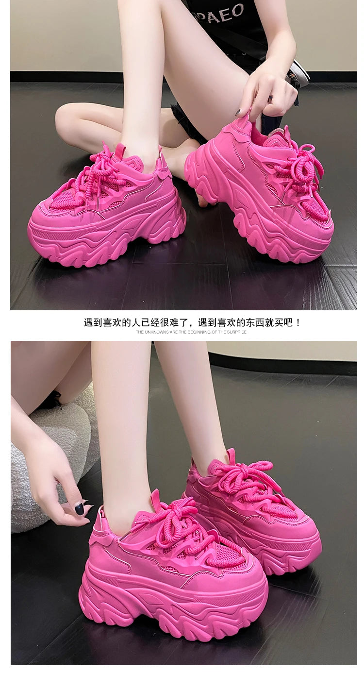 New High Platform Sneakers Women Thick Sole Sports Ladies Trainers Vulcanized Shoes Woman Chunky Sneakers Zapatillas Mujer 8.5CM
