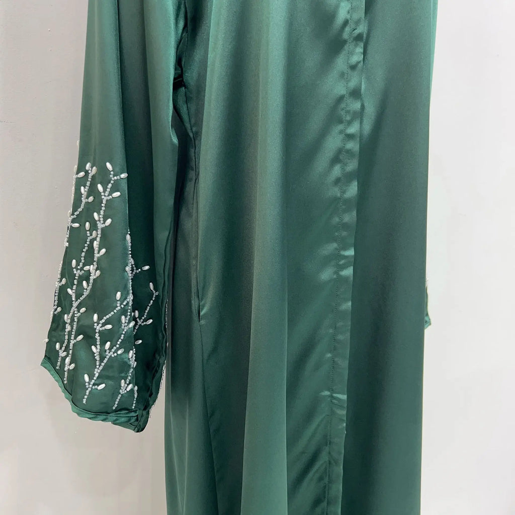 Kimono Abaya Dubai Party Kaftan Solid Beaded Muslim Fashion Hijab Dress Summer Open Abayas for Women Turkey Islam Modest Outfit