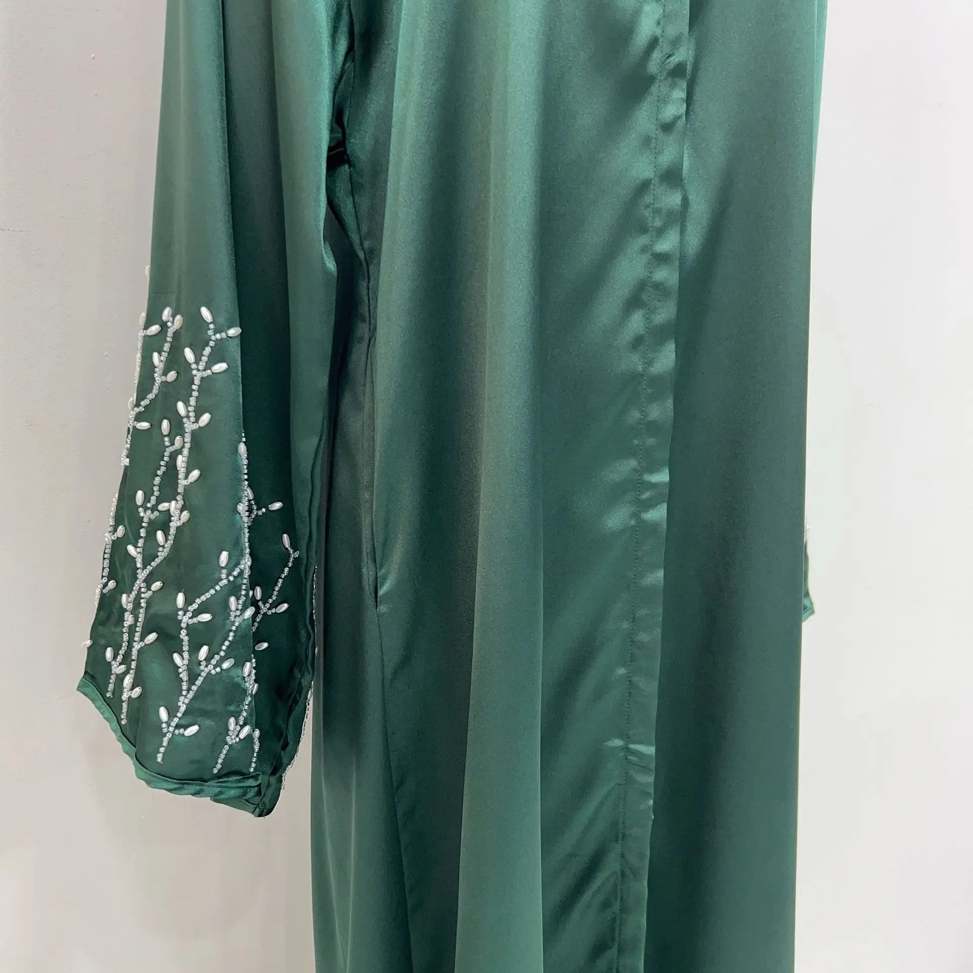 Kimono Abaya Dubai Party Kaftan Solid Beaded Muslim Fashion Hijab Dress Summer Open Abayas for Women Turkey Islam Modest Outfit