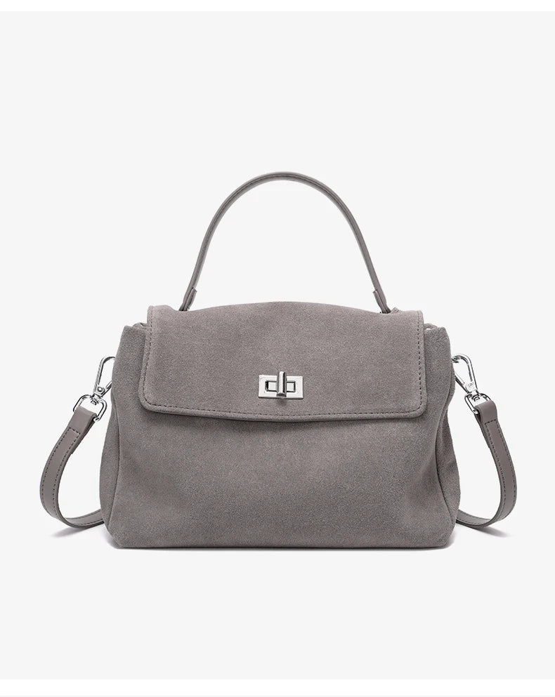 2026 NEW Autumn winter women's Natural Suede leather Crossbody Bag luxury designer Genuine Leather commuting messenger bag